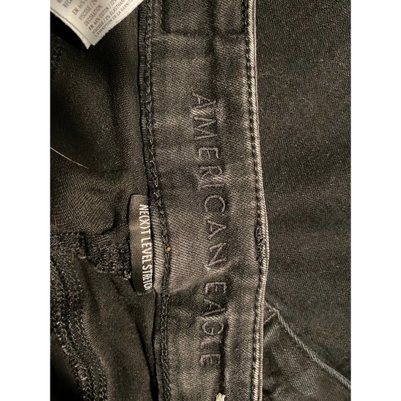 black jeans American Eagle size 4 Long  super stretch ripped   A51b - Picture 3 of 3